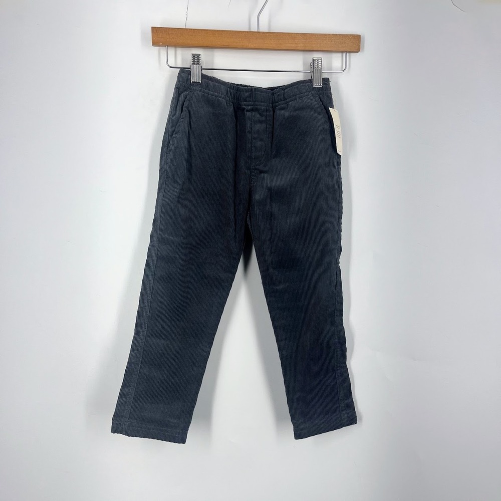 Tea Collection Boys Gray Corduroy Elastic Waist Straight Leg‎ Pants Size 5 NWT